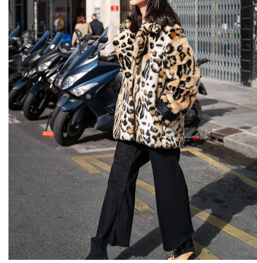 8GIRLS ANIMAL PRINT FAUX FUR COAT