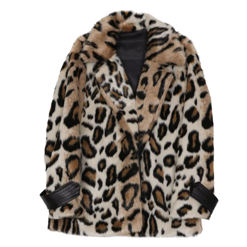 8GIRLS ANIMAL PRINT FAUX FUR COAT