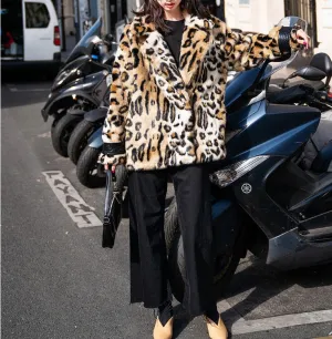 8GIRLS ANIMAL PRINT FAUX FUR COAT