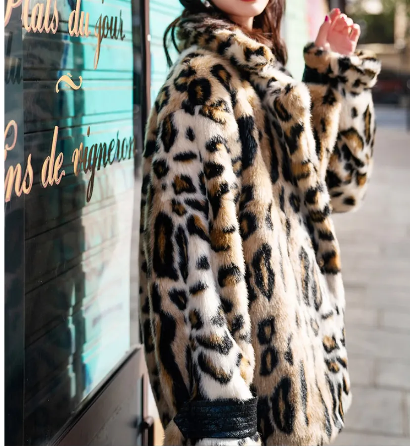 8GIRLS ANIMAL PRINT FAUX FUR COAT