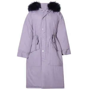 8GIRLS DESIGN CURVE LONGLINE PARKA WITH FAUX FUR COLLAR