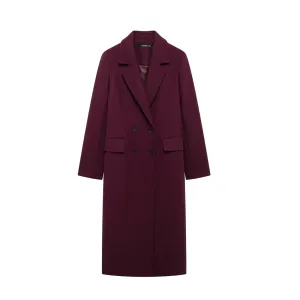 Aideen Burgundy Woolen Maxi Coat