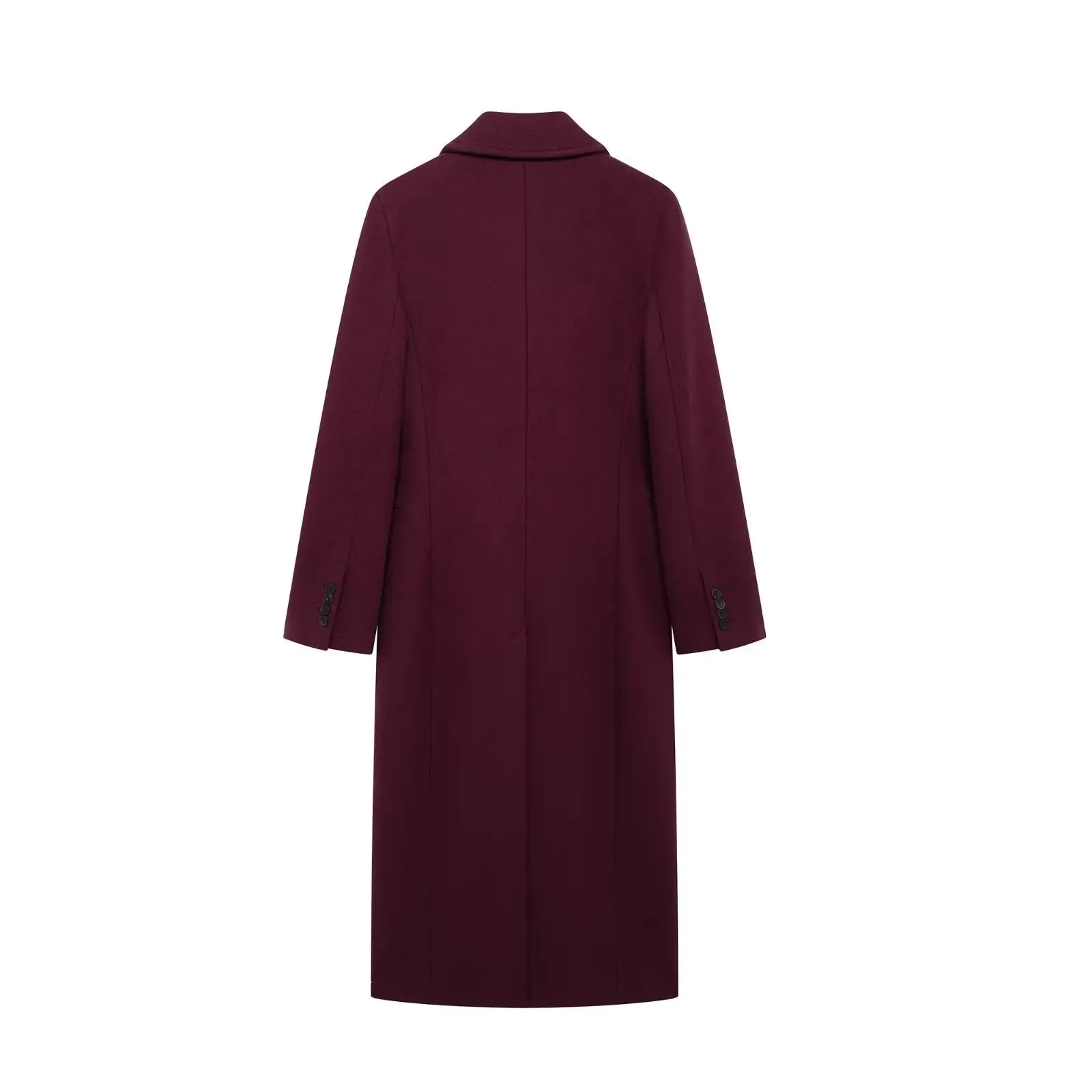 Aideen Burgundy Woolen Maxi Coat