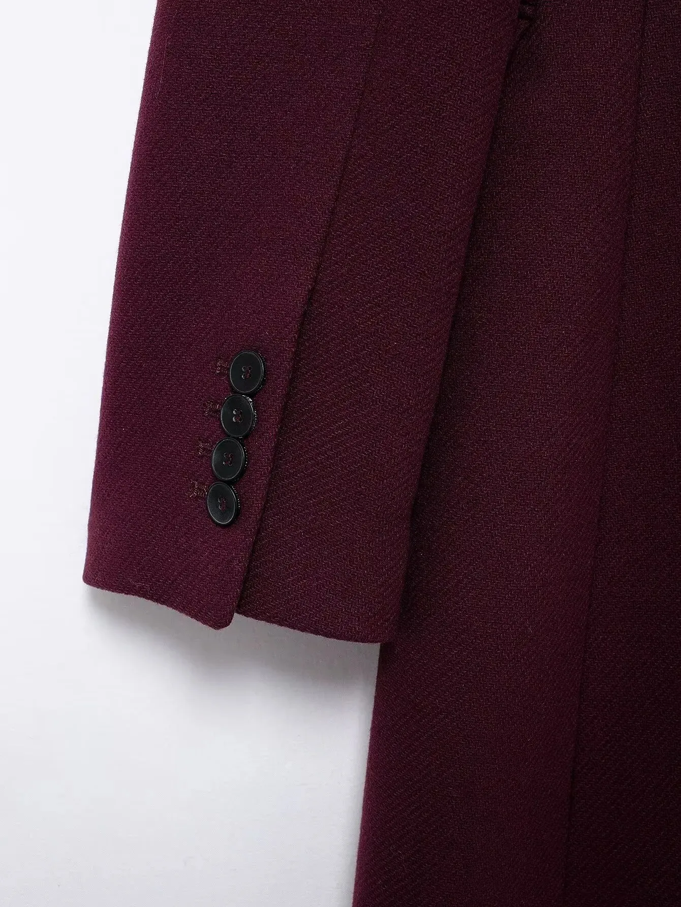 Aideen Burgundy Woolen Maxi Coat
