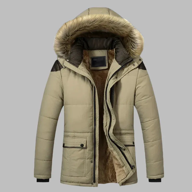 Alpine Parka | Langer wasserdichter Wintermantel für Herren mit Fellkragen und Fleecefutter