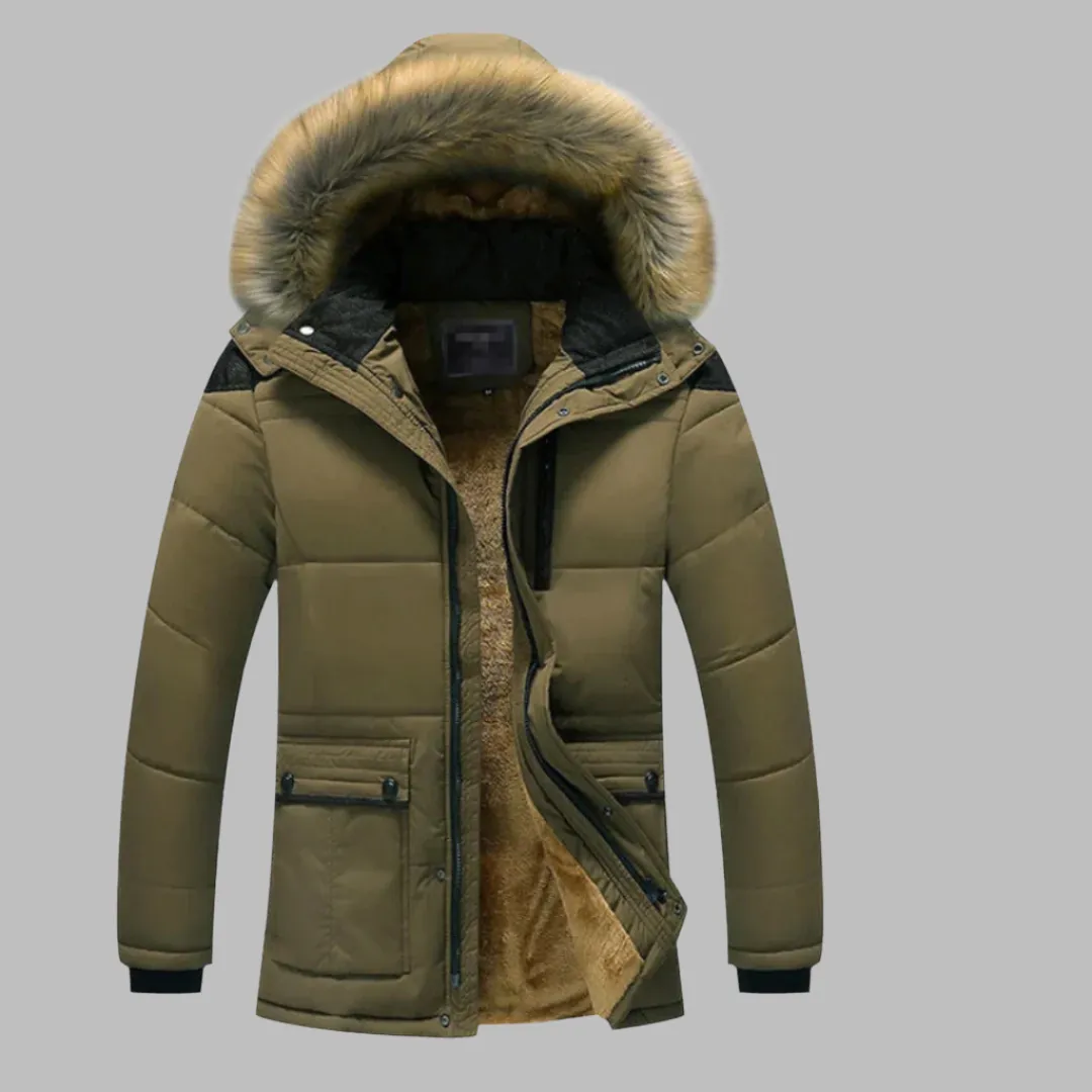 Alpine Parka | Langer wasserdichter Wintermantel für Herren mit Fellkragen und Fleecefutter