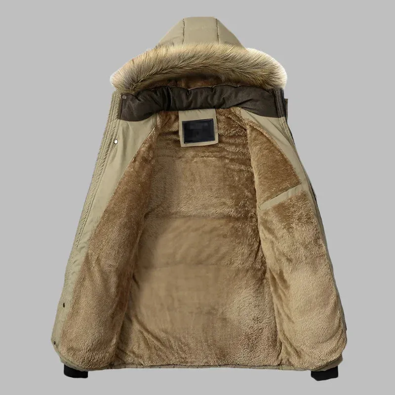 Alpine Parka | Langer wasserdichter Wintermantel für Herren mit Fellkragen und Fleecefutter