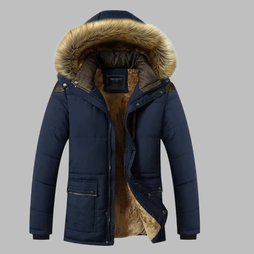 Alpine Parka | Langer wasserdichter Wintermantel für Herren mit Fellkragen und Fleecefutter