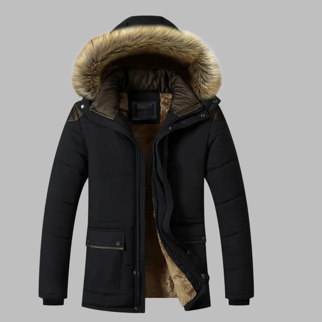 Alpine Parka | Langer wasserdichter Wintermantel für Herren mit Fellkragen und Fleecefutter