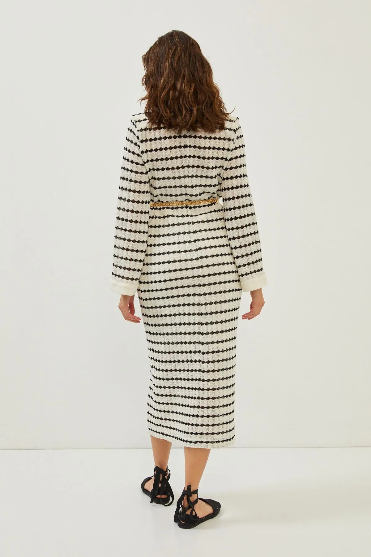 Black/Ecru Knitwear Maxi Dress