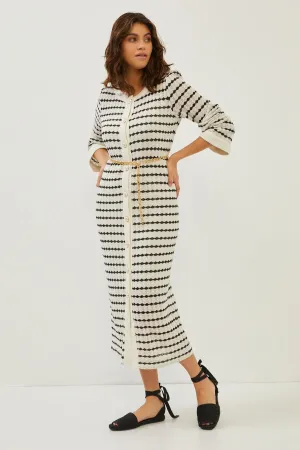 Black/Ecru Knitwear Maxi Dress