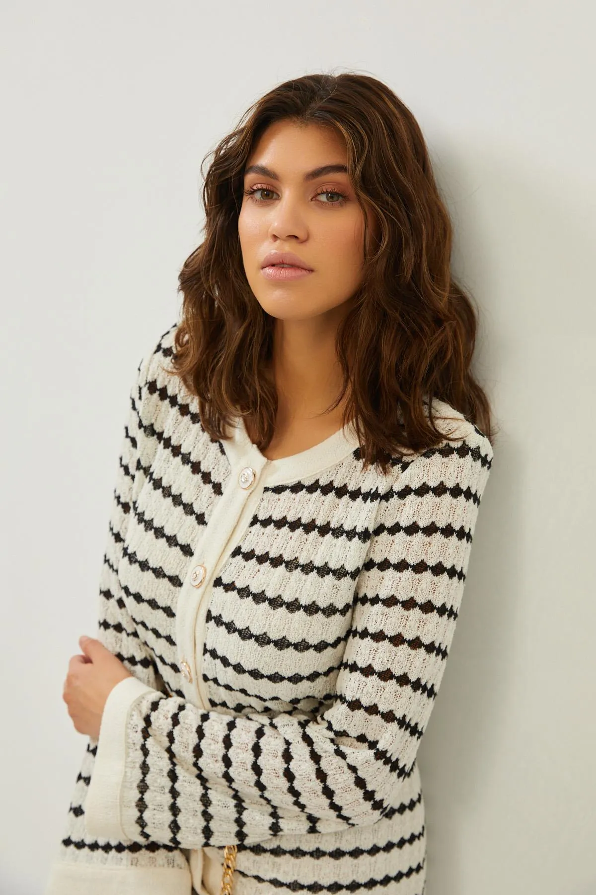 Black/Ecru Knitwear Maxi Dress