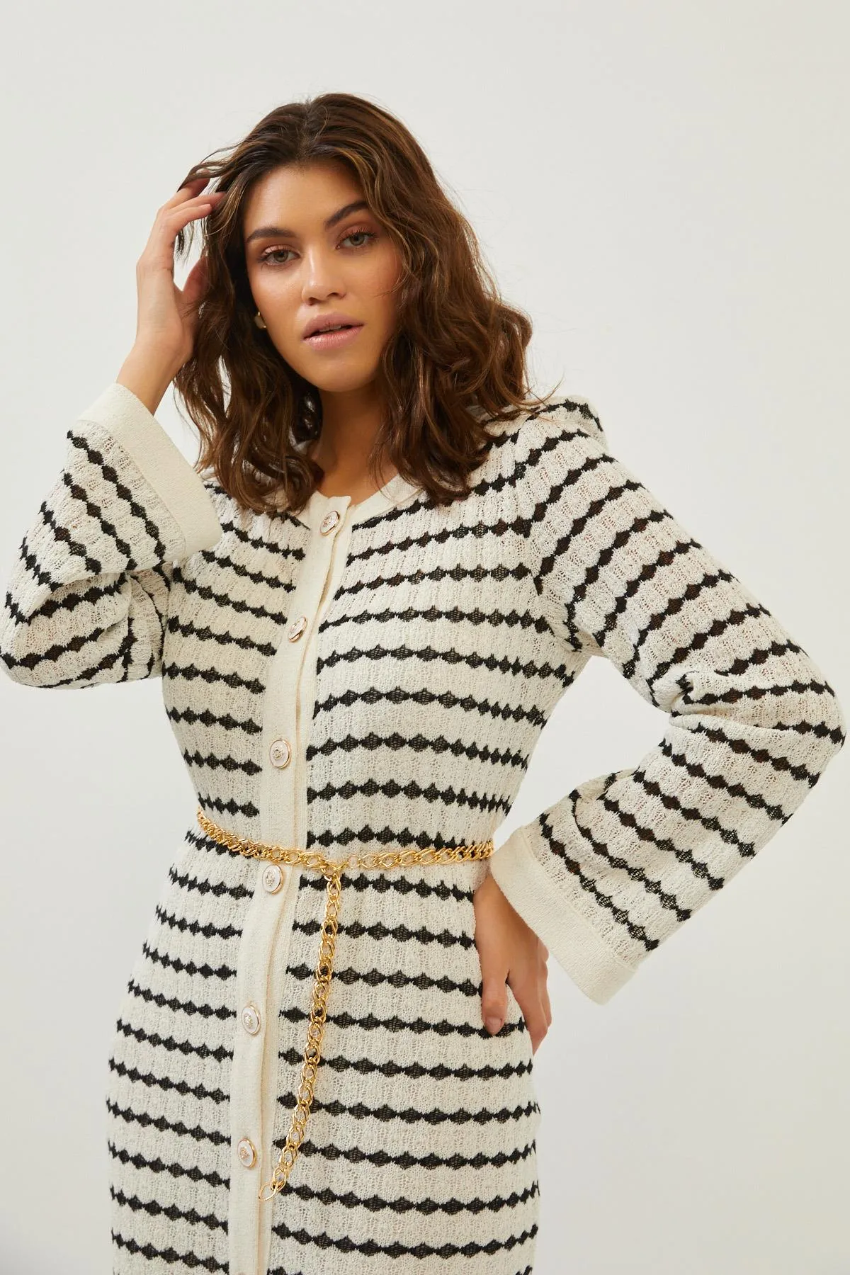 Black/Ecru Knitwear Maxi Dress