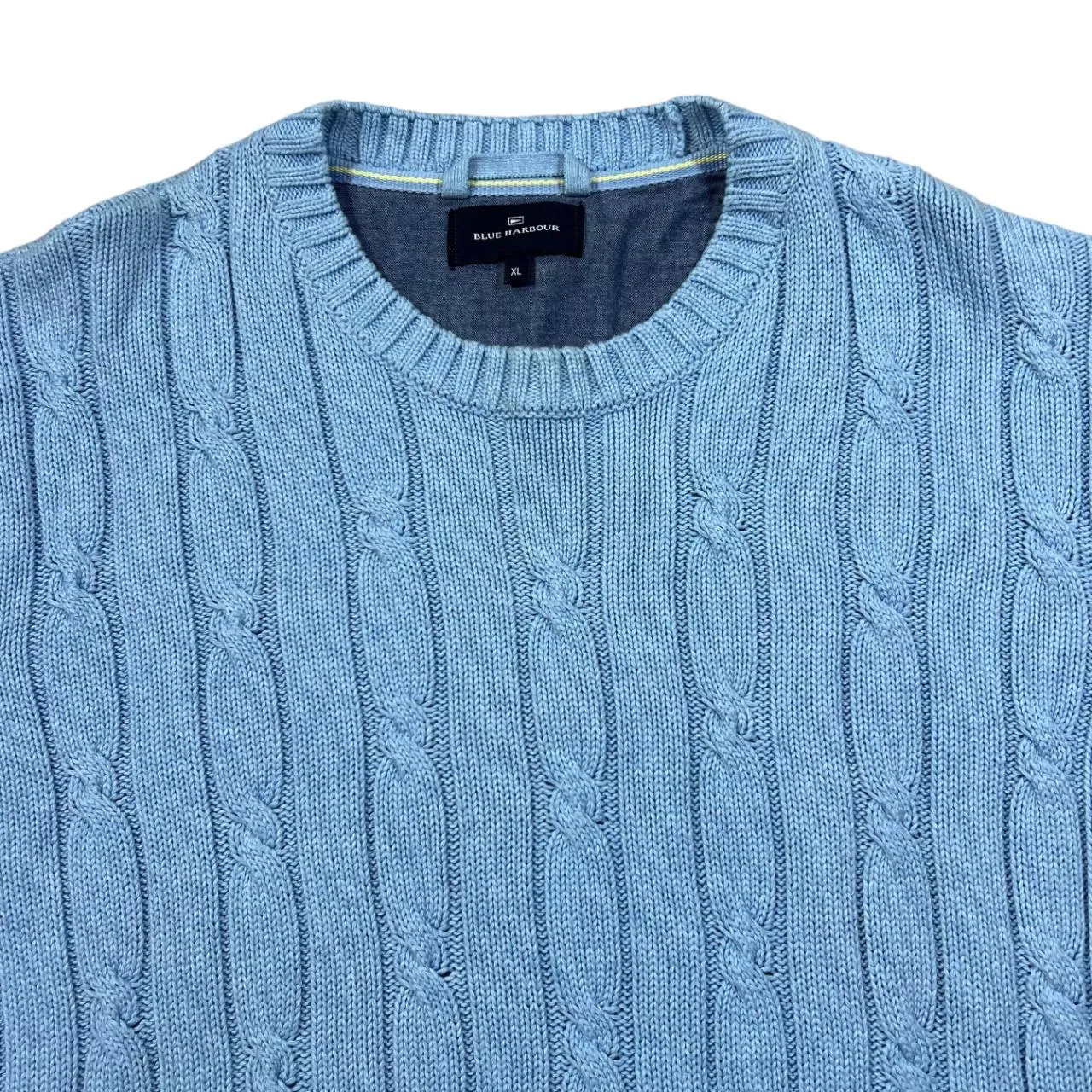 BLUE HARBOUR Marks & Spencer Classic Cotton Cable Knit Crewneck Sweater Jumper