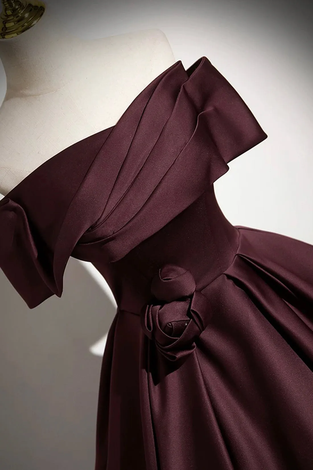 Burgundy Satin Floor Length Formal Dress, Elegant A-Line Party Gown