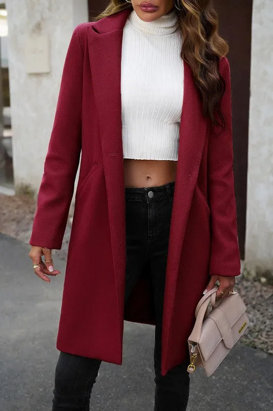 Button Down Tweed Collared Coat