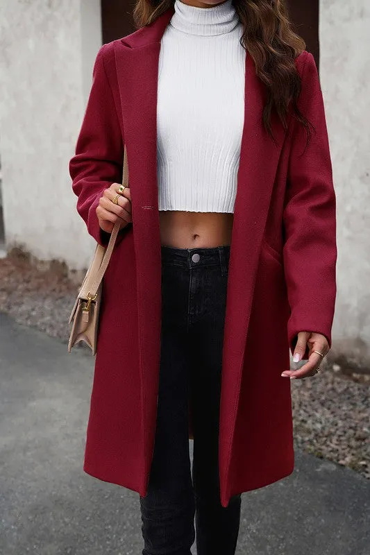 Button Down Tweed Collared Coat
