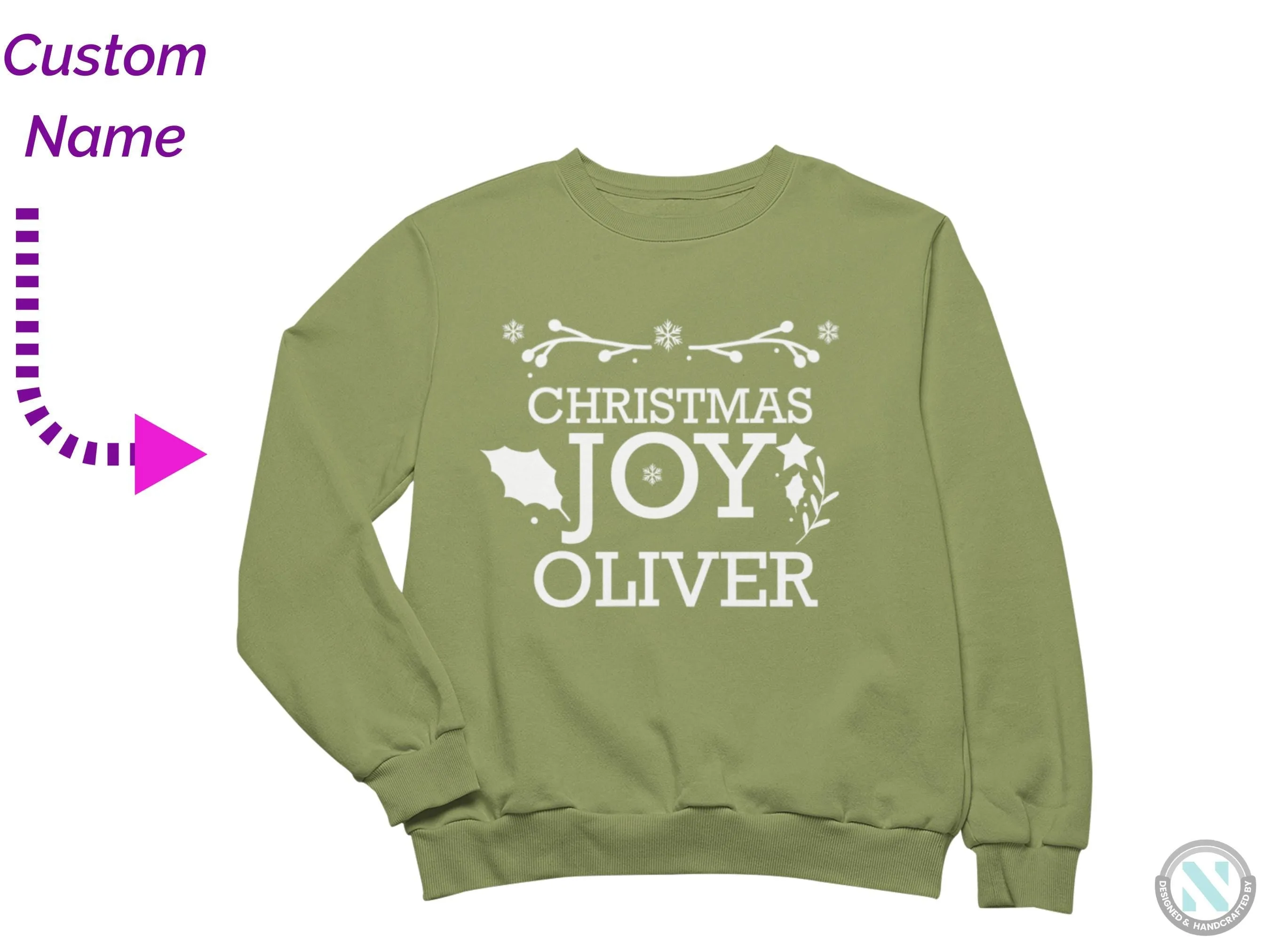 Christmas Joy Personalized Name Winter Sweatshirt Gift for Toddler Boys