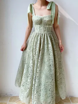 Cottagecore Strap Lace Hollow Dress