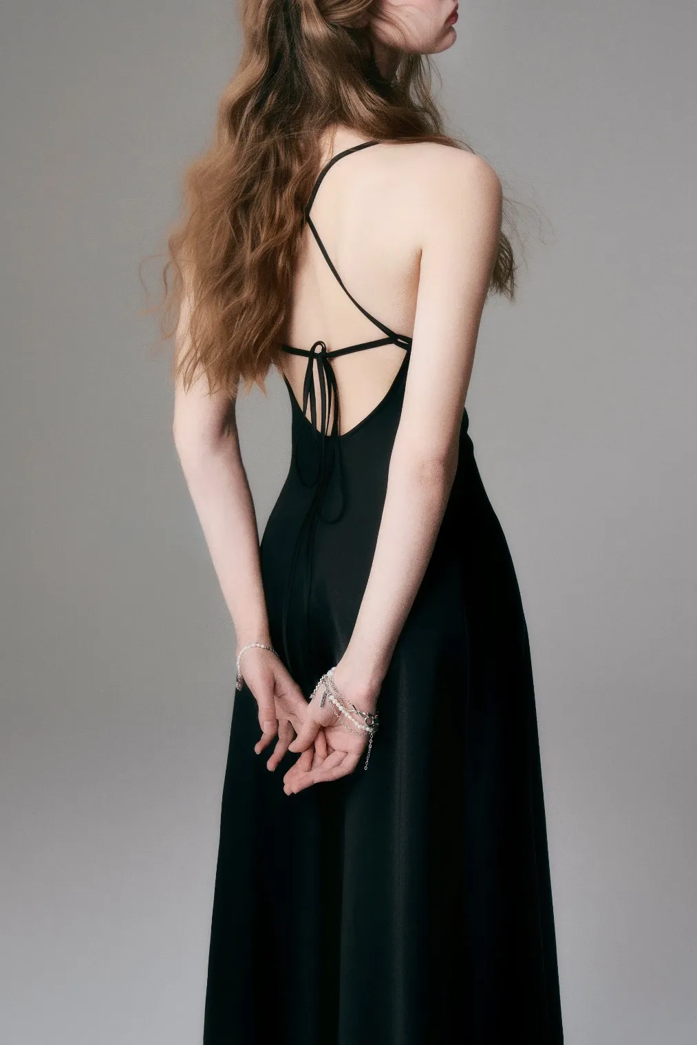 Cowl Neck Backless Maxi Dress with Acetate Satin