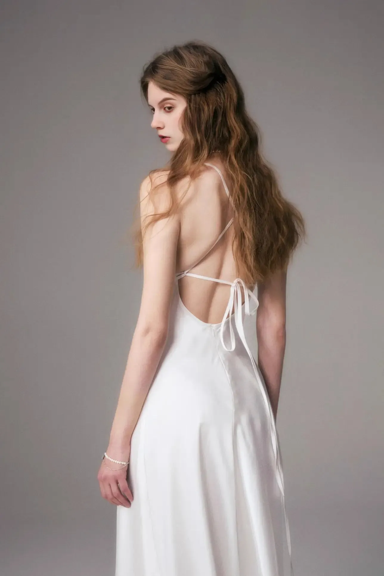 Cowl Neck Backless Maxi Dress with Acetate Satin