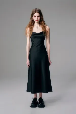 Cowl Neck Backless Maxi Dress with Acetate Satin