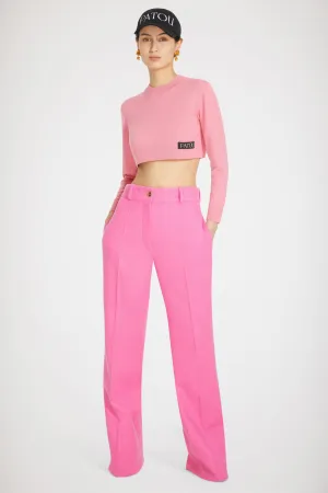 Cropped jumper in wool and cashmere