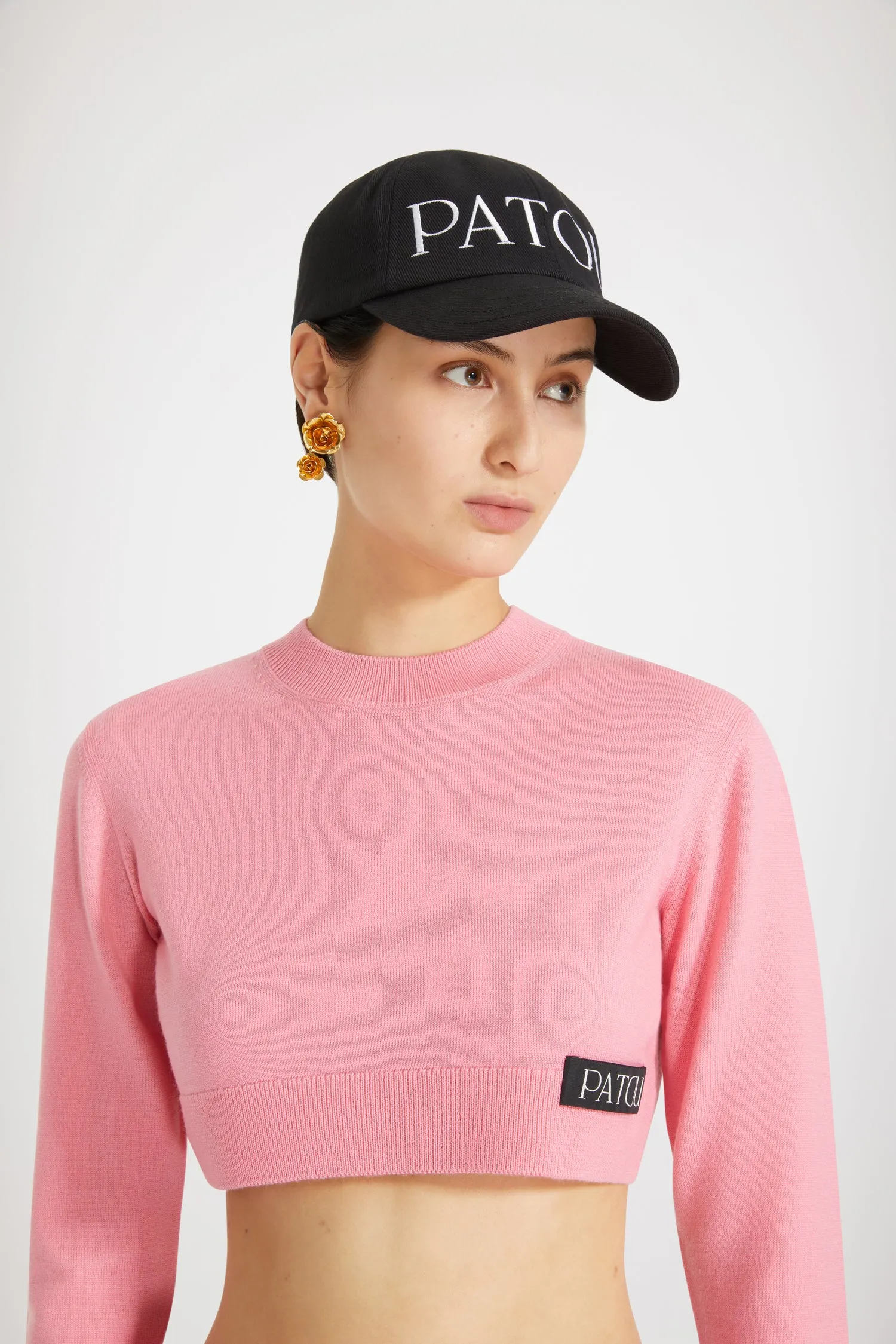 Cropped jumper in wool and cashmere