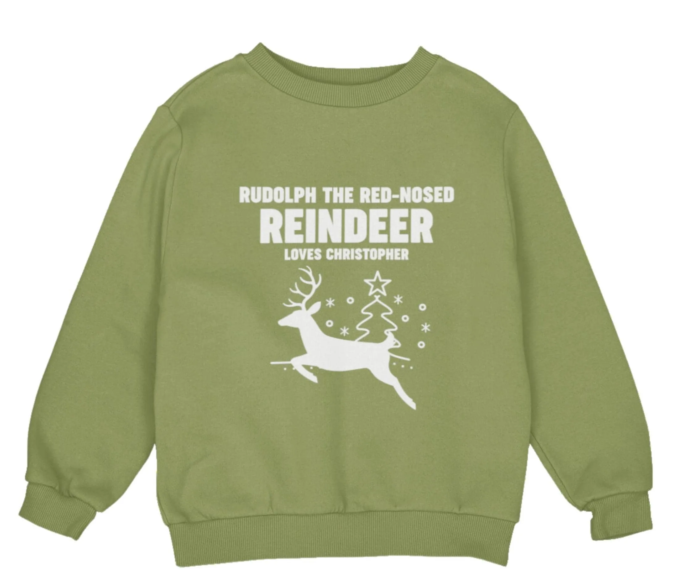 Custom Jumper Christmas Sweatshirt Gift for Toddler Boys with Reindeer Loves