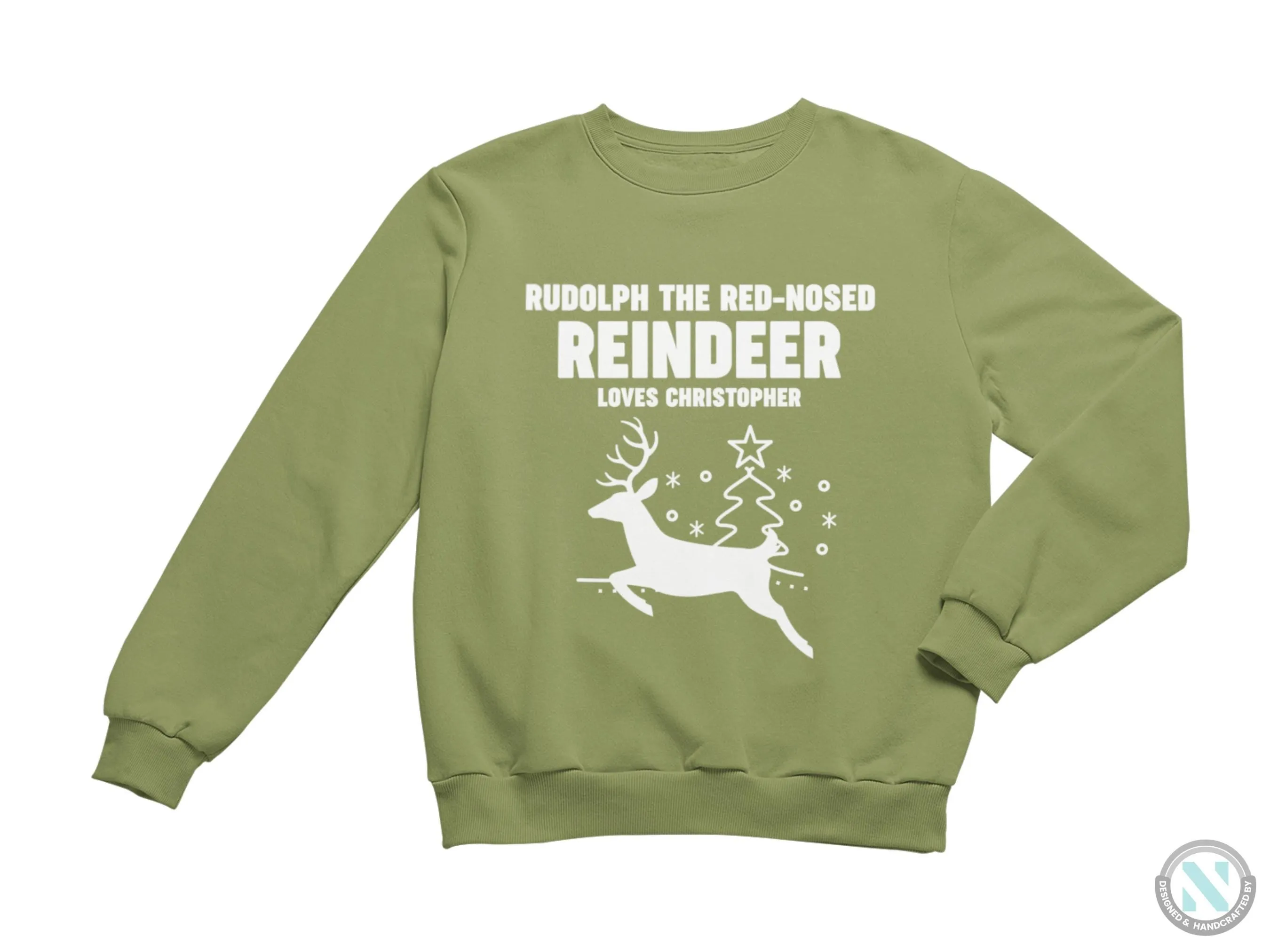 Custom Jumper Christmas Sweatshirt Gift for Toddler Boys with Reindeer Loves