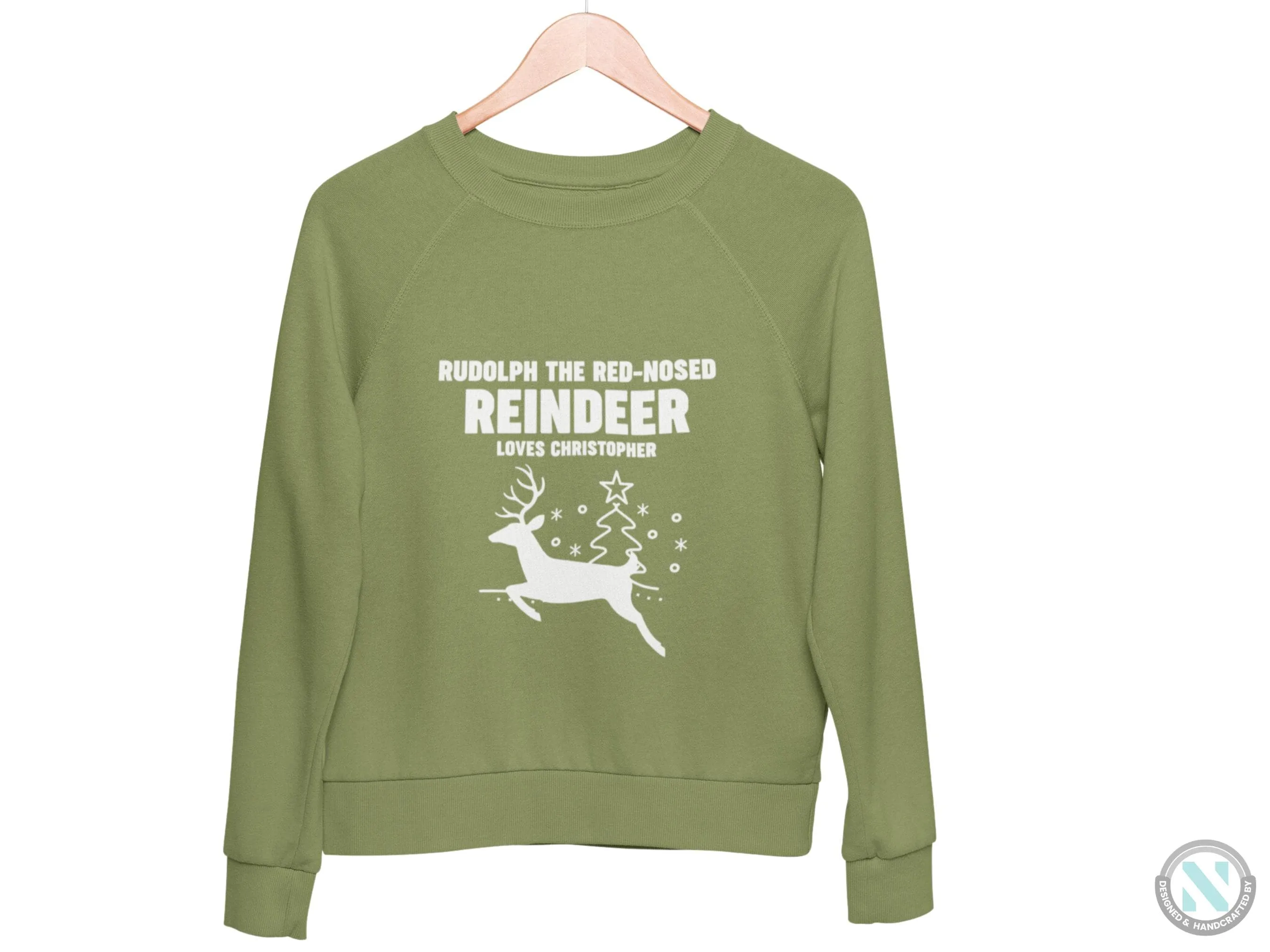 Custom Jumper Christmas Sweatshirt Gift for Toddler Boys with Reindeer Loves