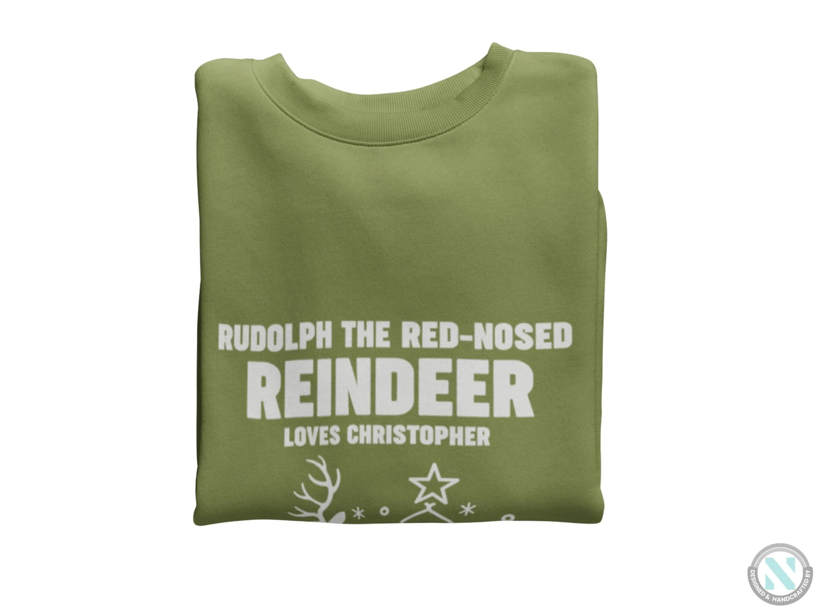 Custom Jumper Christmas Sweatshirt Gift for Toddler Boys with Reindeer Loves