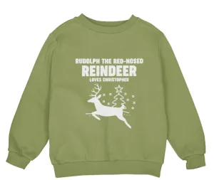 Custom Jumper Christmas Sweatshirt Gift for Toddler Boys with Reindeer Loves