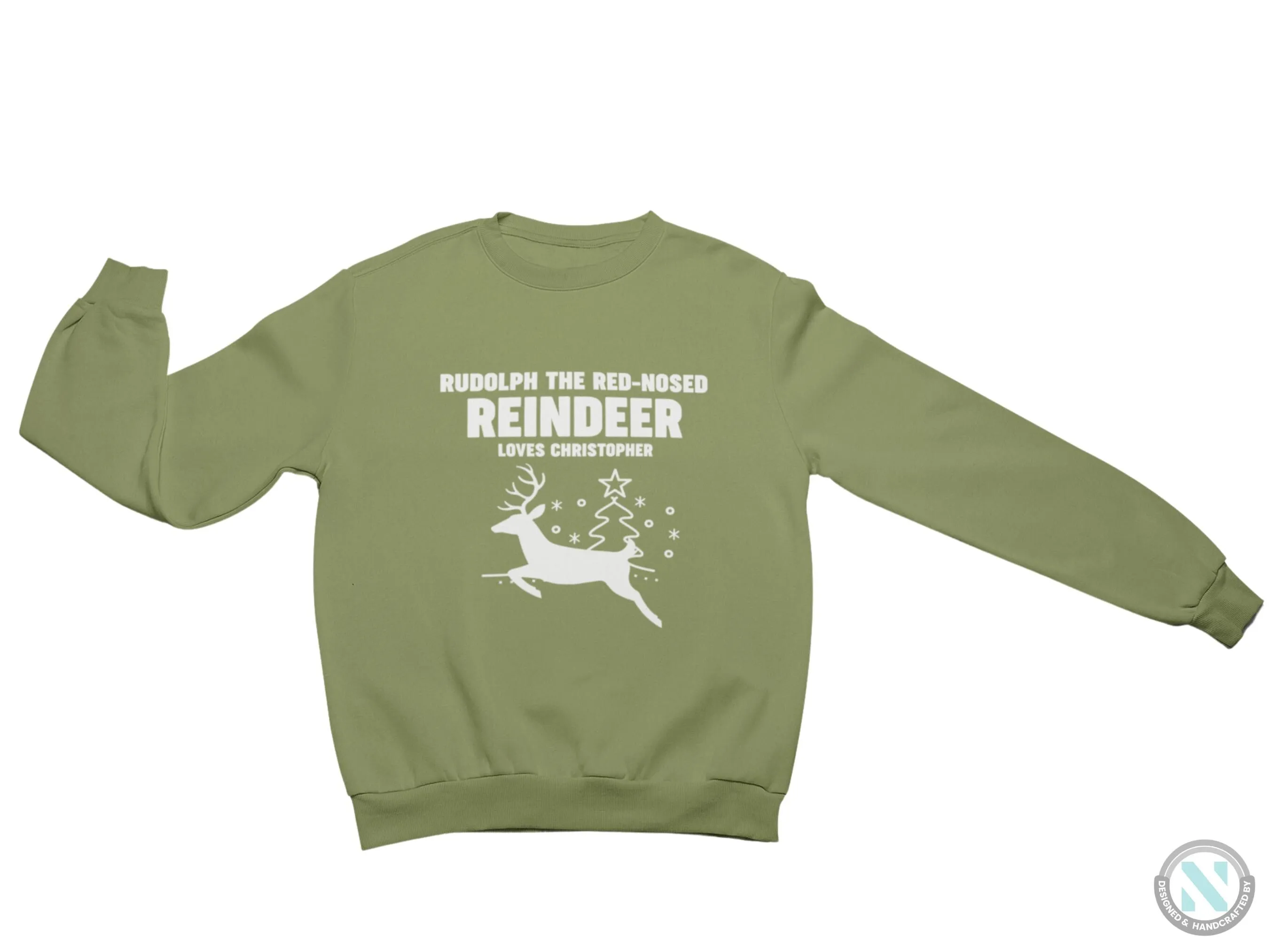 Custom Jumper Christmas Sweatshirt Gift for Toddler Boys with Reindeer Loves