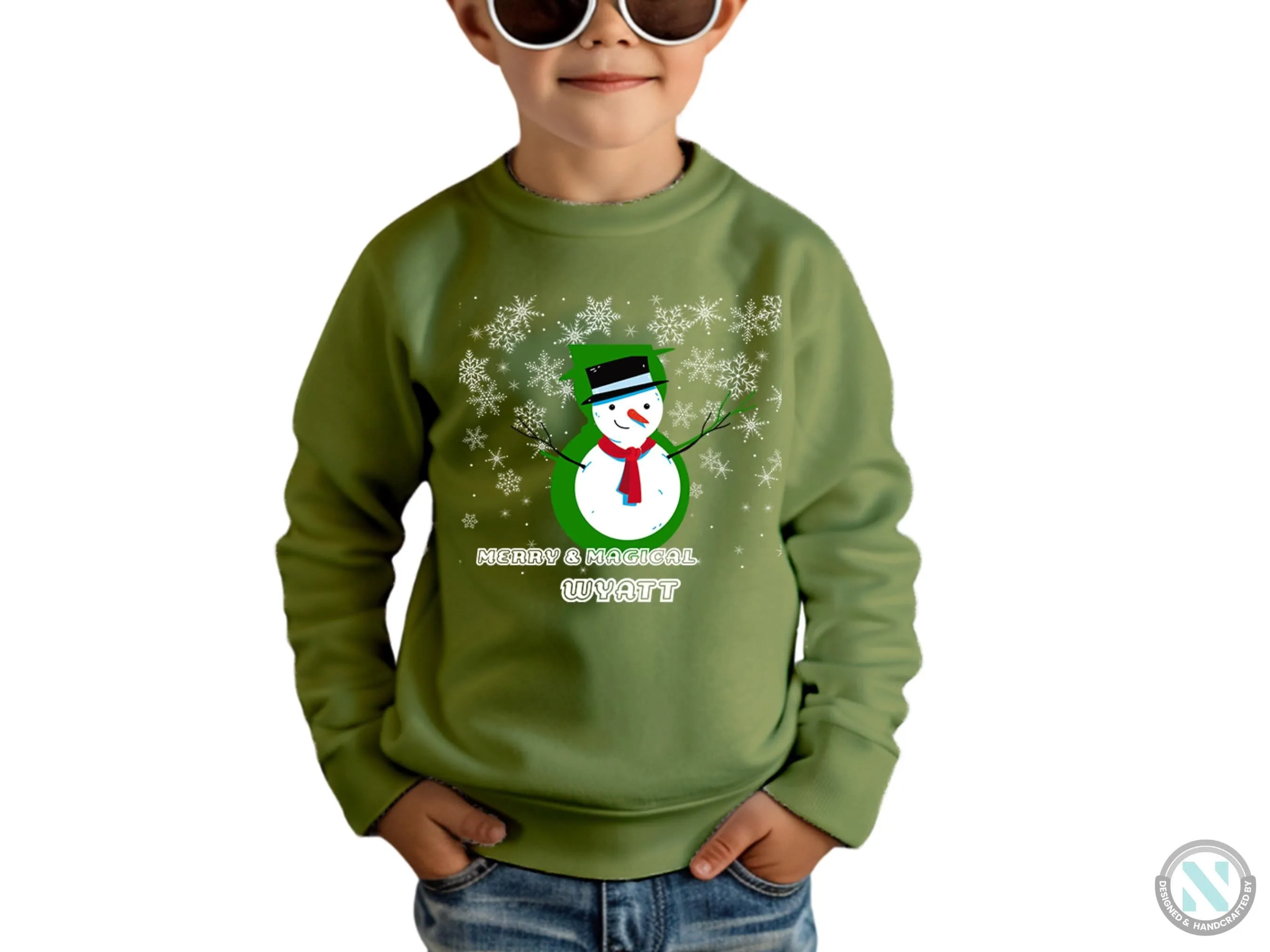 Custom Merry & Magical Christmas Sweatshirt Gift for Toddler Boys