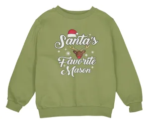 Custom Name Santa's Favorite Christmas Sweatshirt Gift for Toddler Boys
