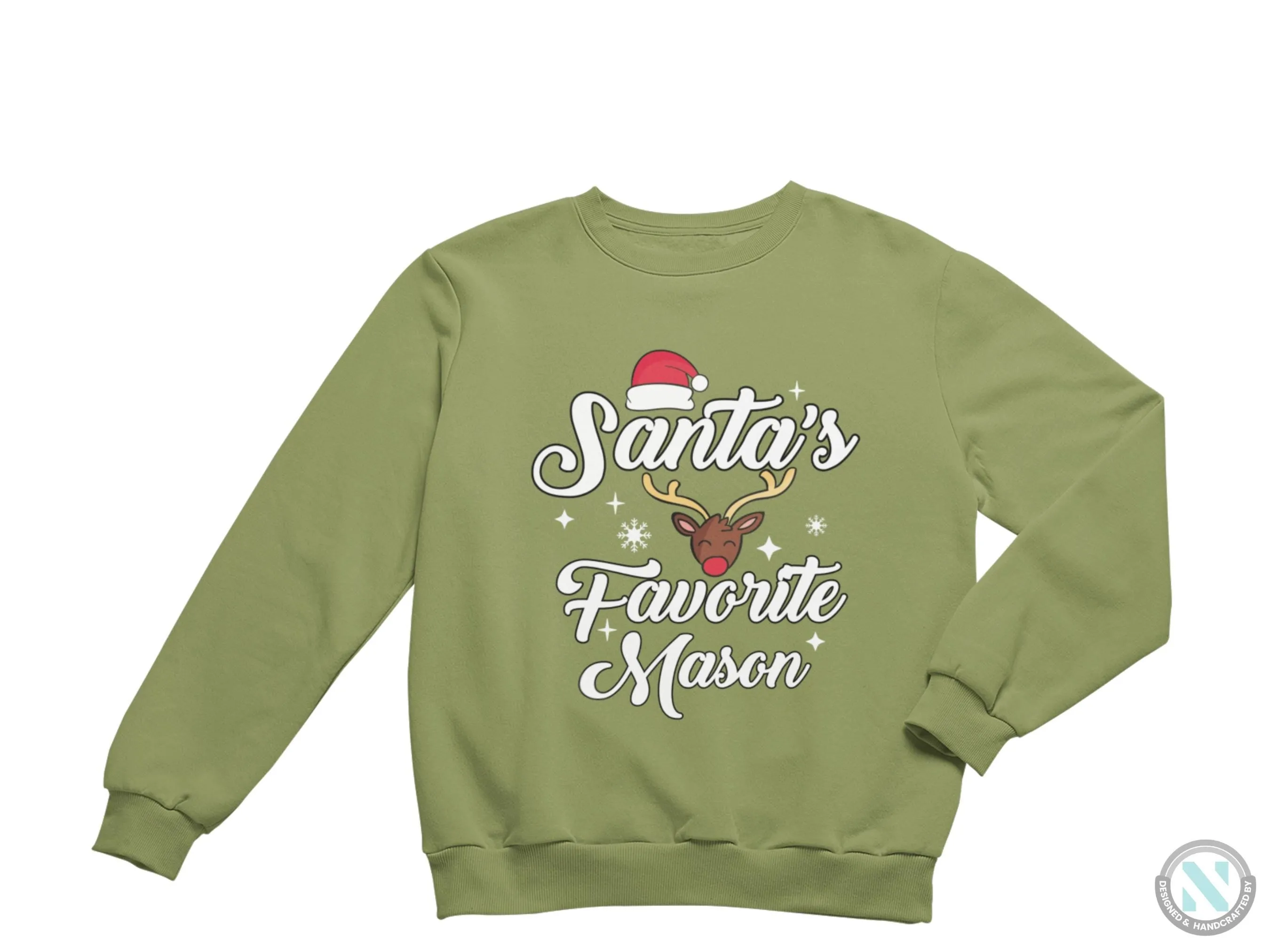 Custom Name Santa's Favorite Christmas Sweatshirt Gift for Toddler Boys
