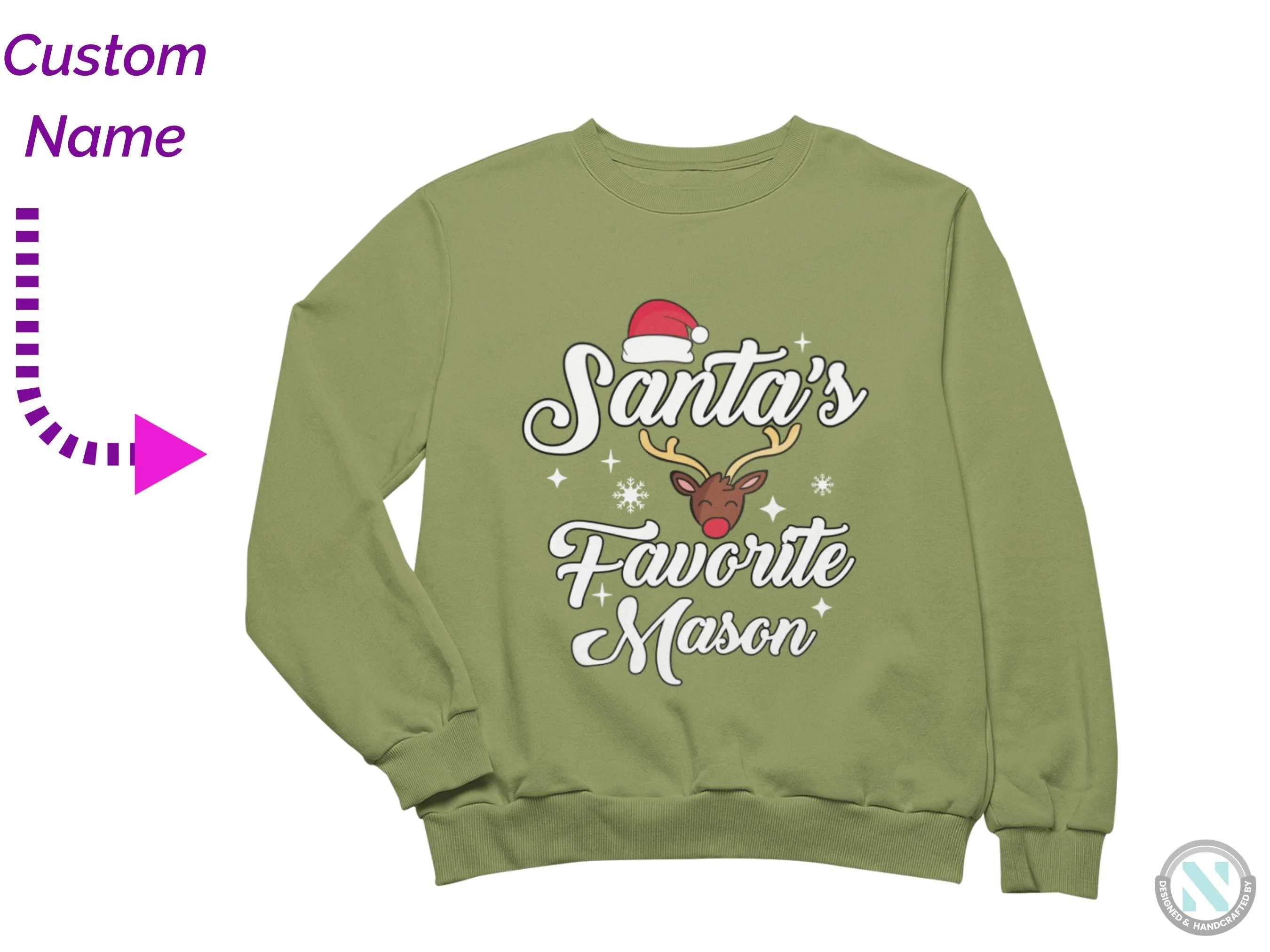 Custom Name Santa's Favorite Christmas Sweatshirt Gift for Toddler Boys