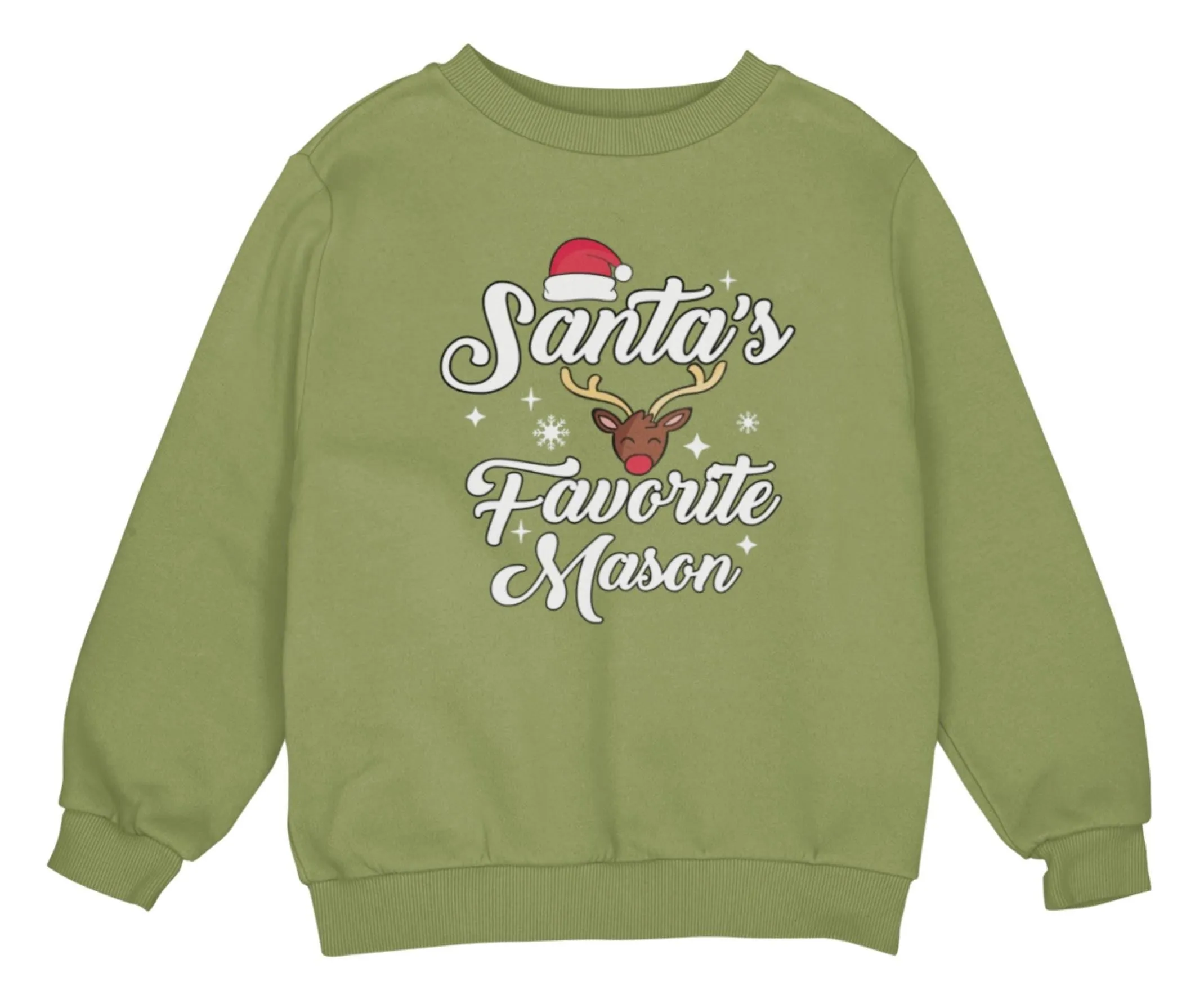 Custom Name Santa's Favorite Christmas Sweatshirt Gift for Toddler Boys