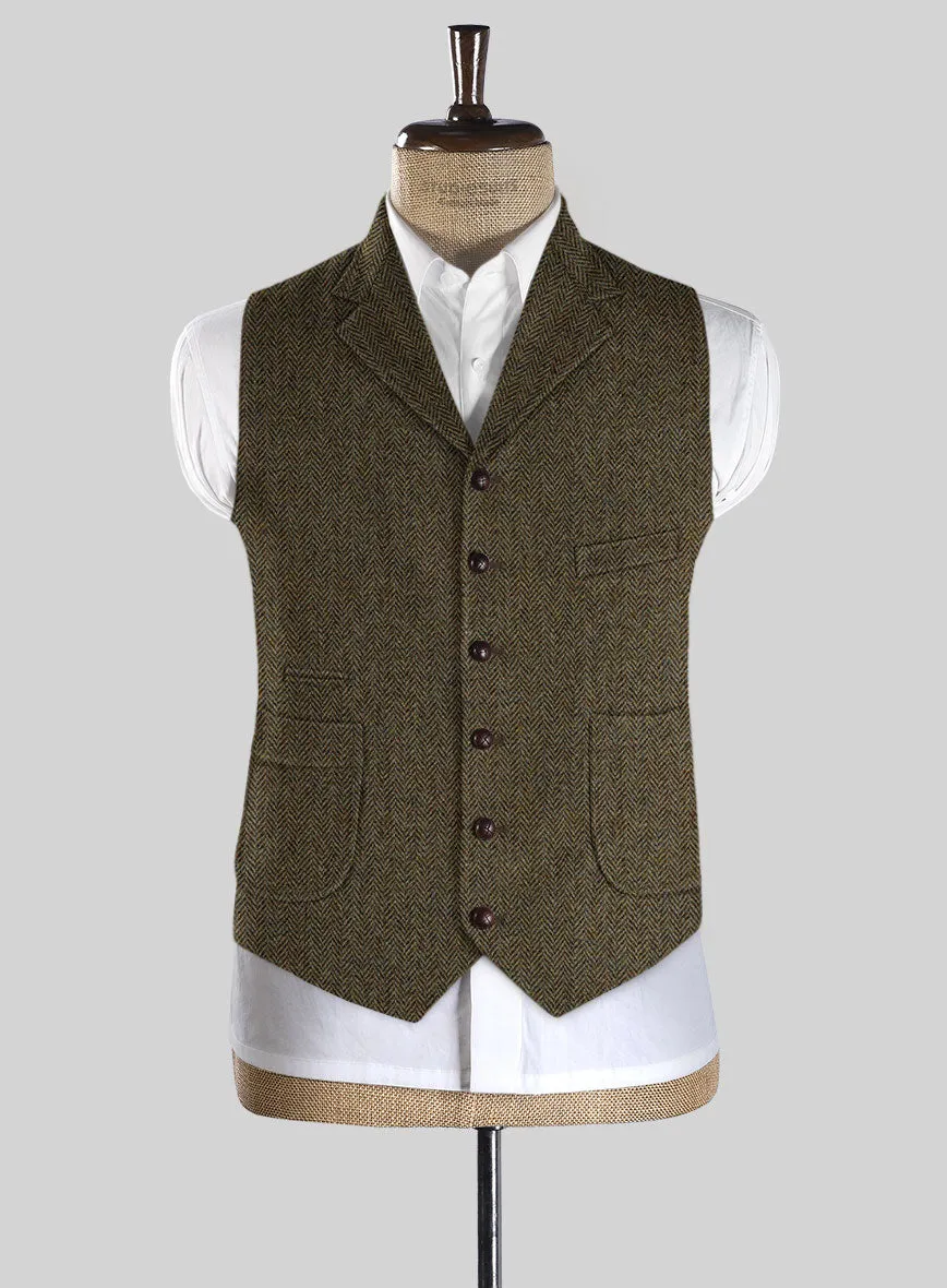 Harris Tweed Ridge Brown Herringbone Hunting Vest
