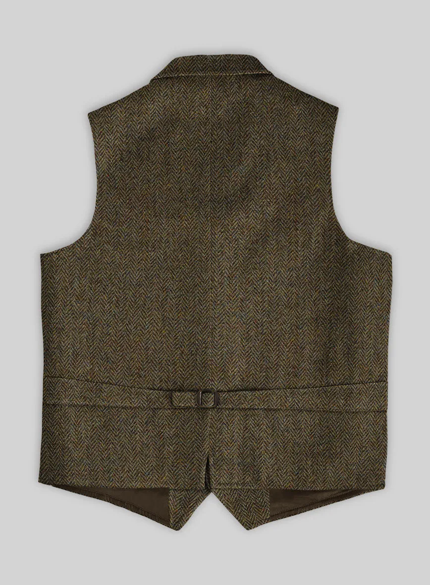 Harris Tweed Ridge Brown Herringbone Hunting Vest