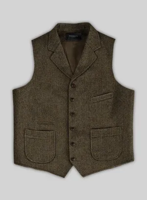 Harris Tweed Ridge Brown Herringbone Hunting Vest
