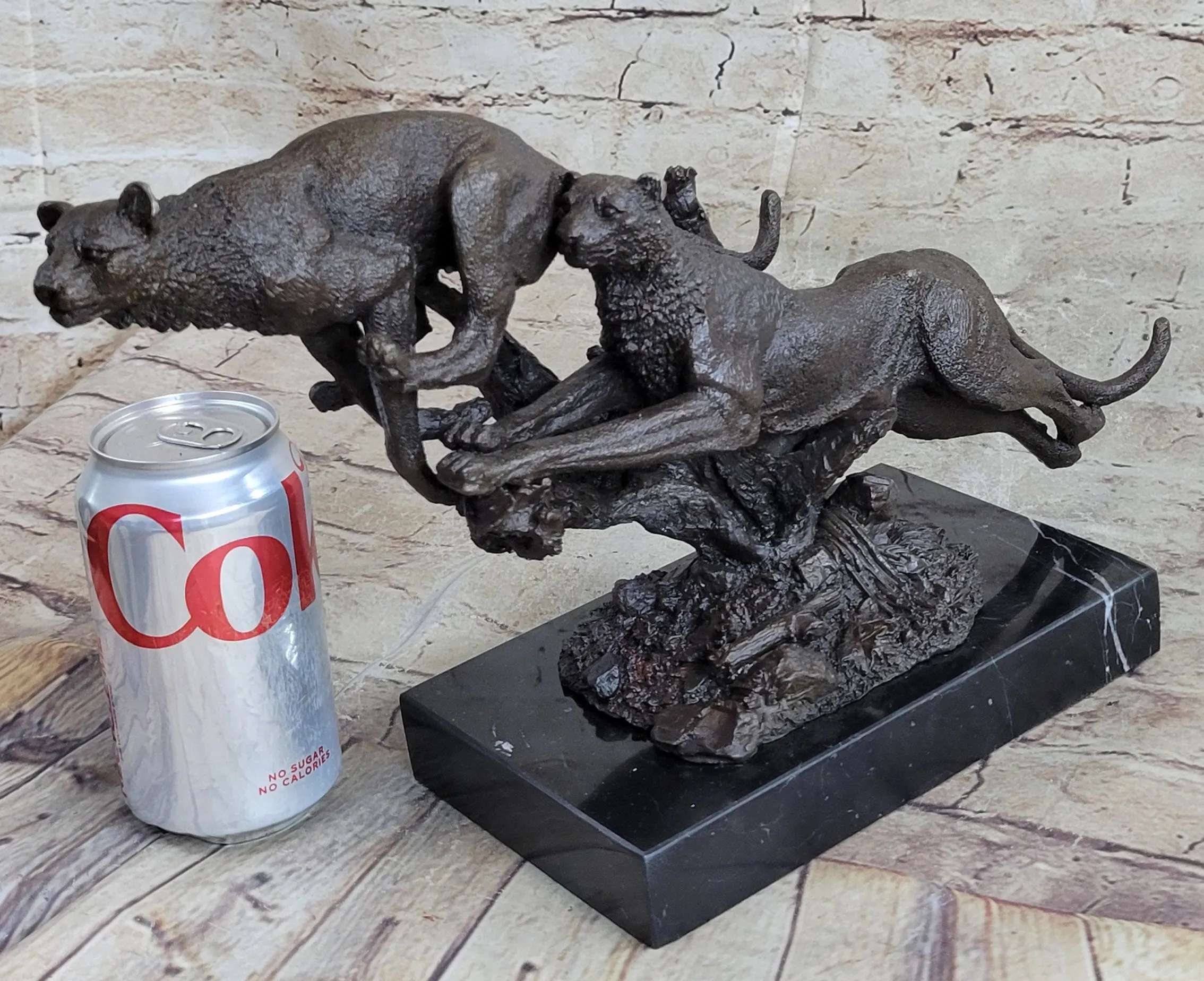 Henry Moore Cougar Jaguar Puma Wild Life Bronze Sculpture Statue Figurine Figure