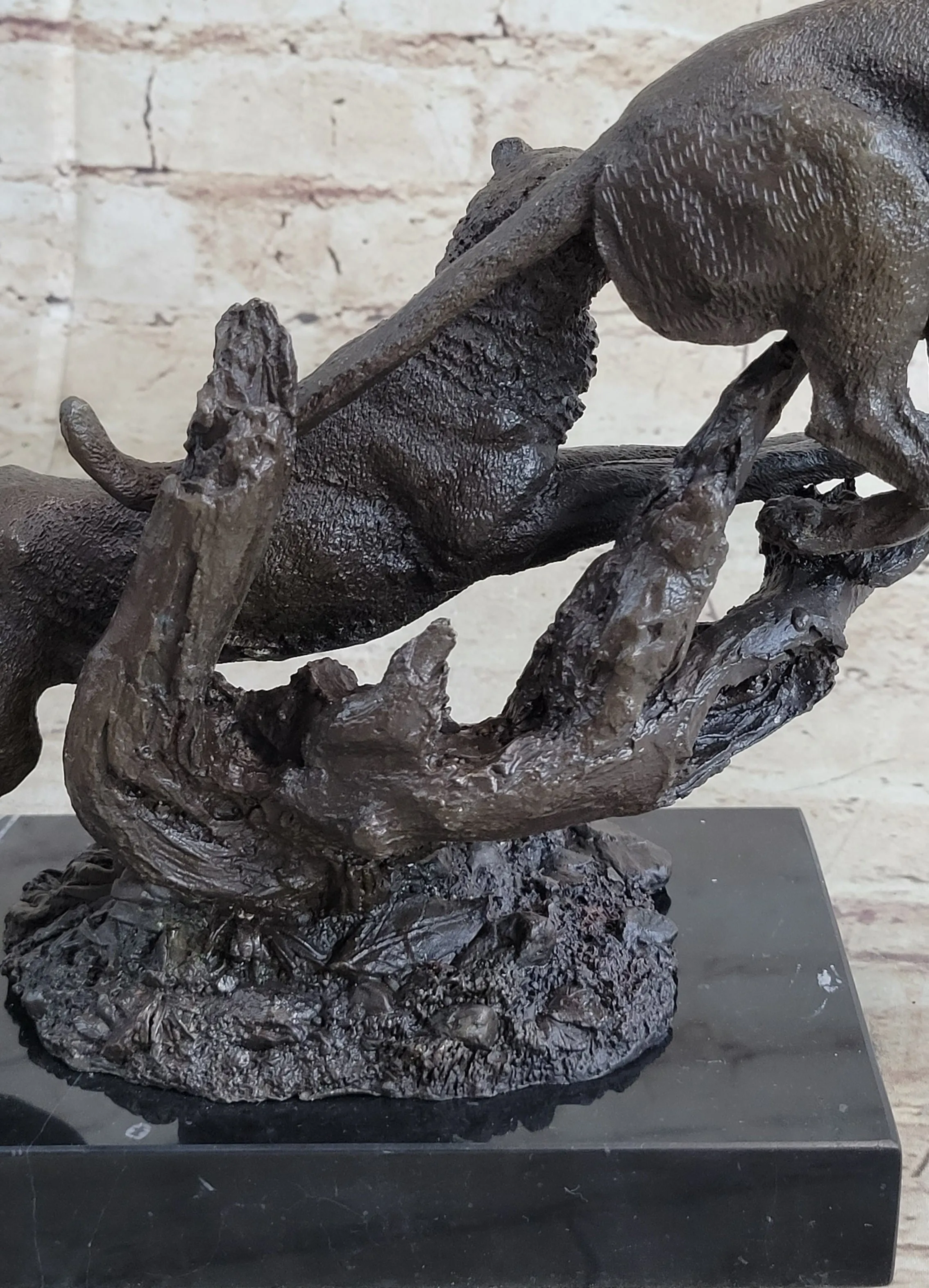 Henry Moore Cougar Jaguar Puma Wild Life Bronze Sculpture Statue Figurine Figure