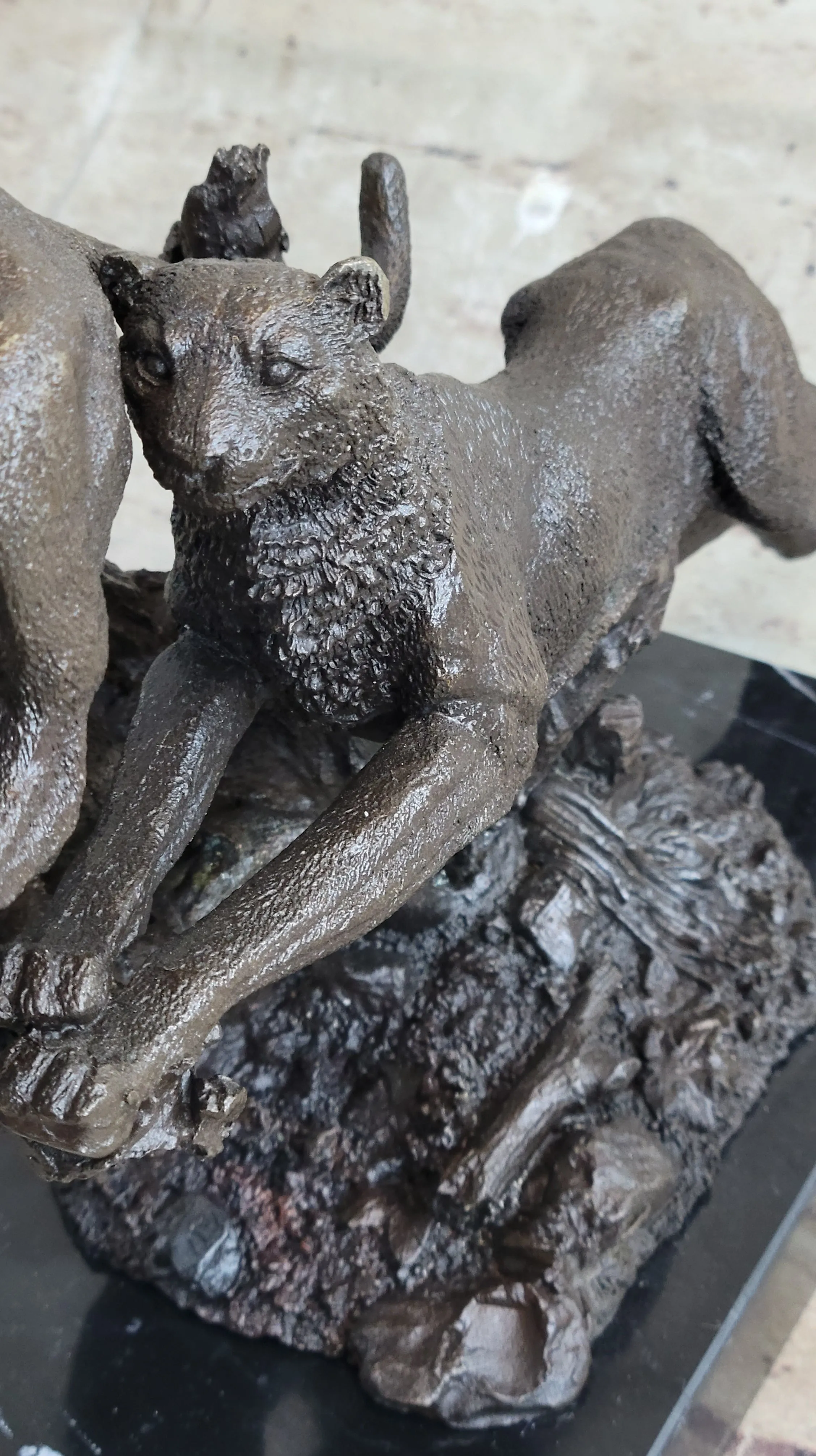 Henry Moore Cougar Jaguar Puma Wild Life Bronze Sculpture Statue Figurine Figure