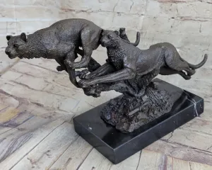 Henry Moore Cougar Jaguar Puma Wild Life Bronze Sculpture Statue Figurine Figure