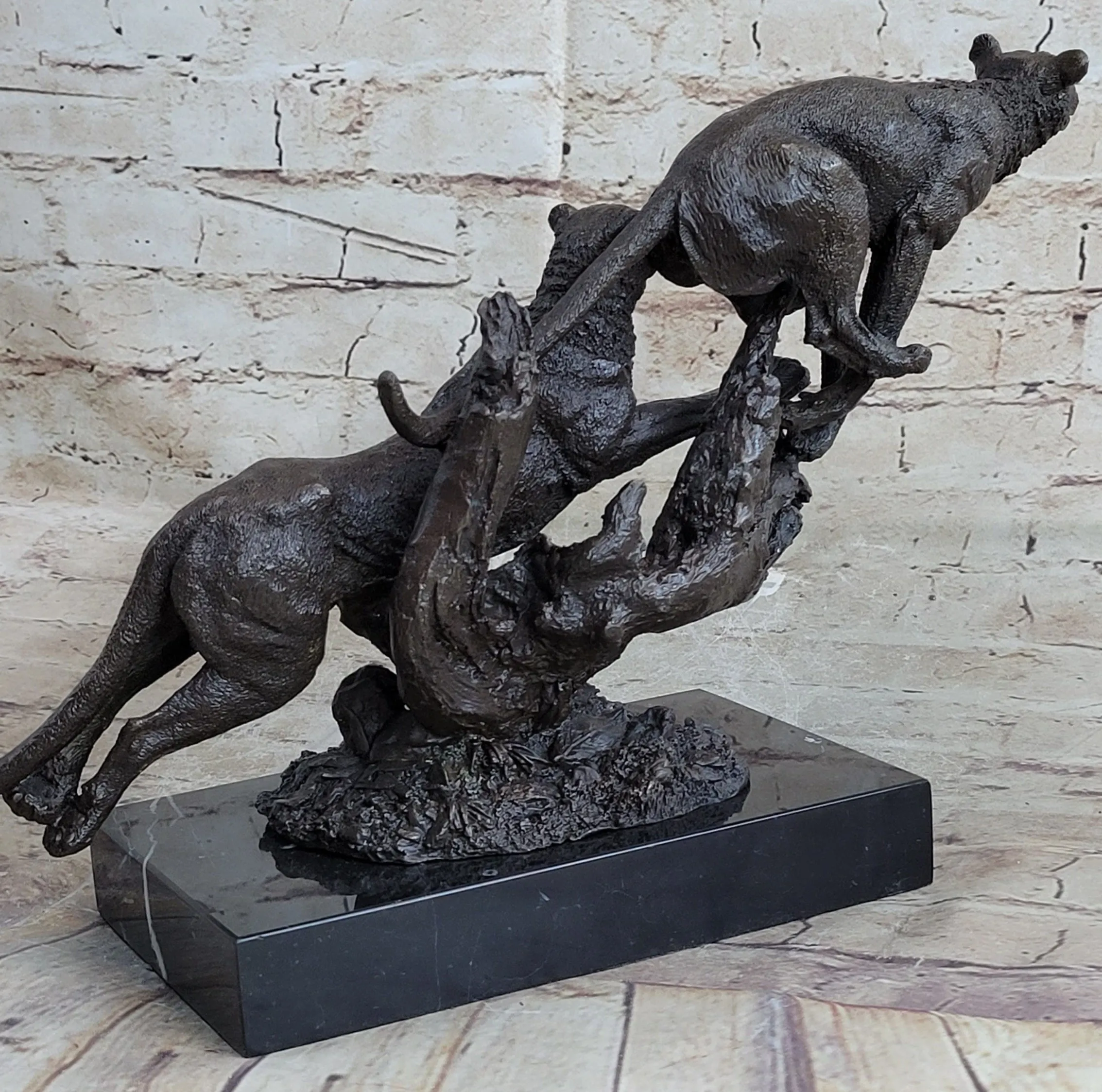 Henry Moore Cougar Jaguar Puma Wild Life Bronze Sculpture Statue Figurine Figure