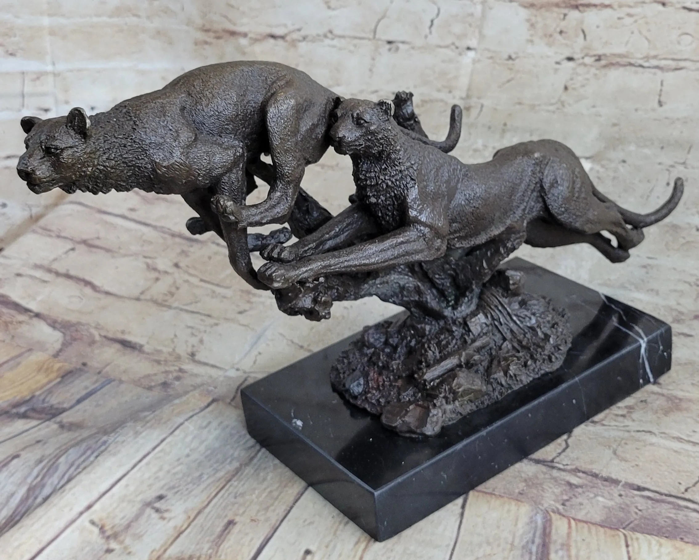 Henry Moore Cougar Jaguar Puma Wild Life Bronze Sculpture Statue Figurine Figure