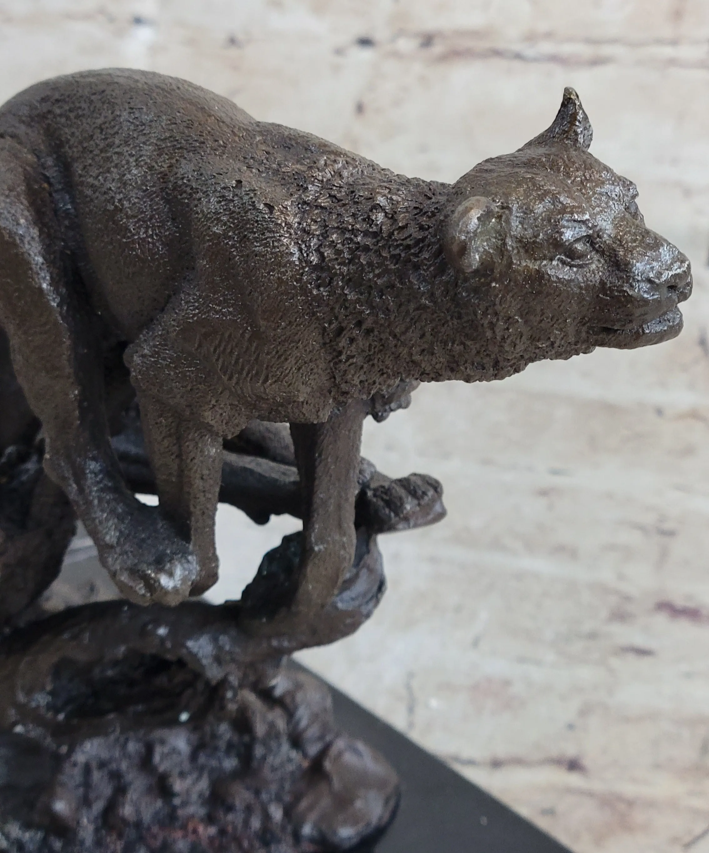 Henry Moore Cougar Jaguar Puma Wild Life Bronze Sculpture Statue Figurine Figure