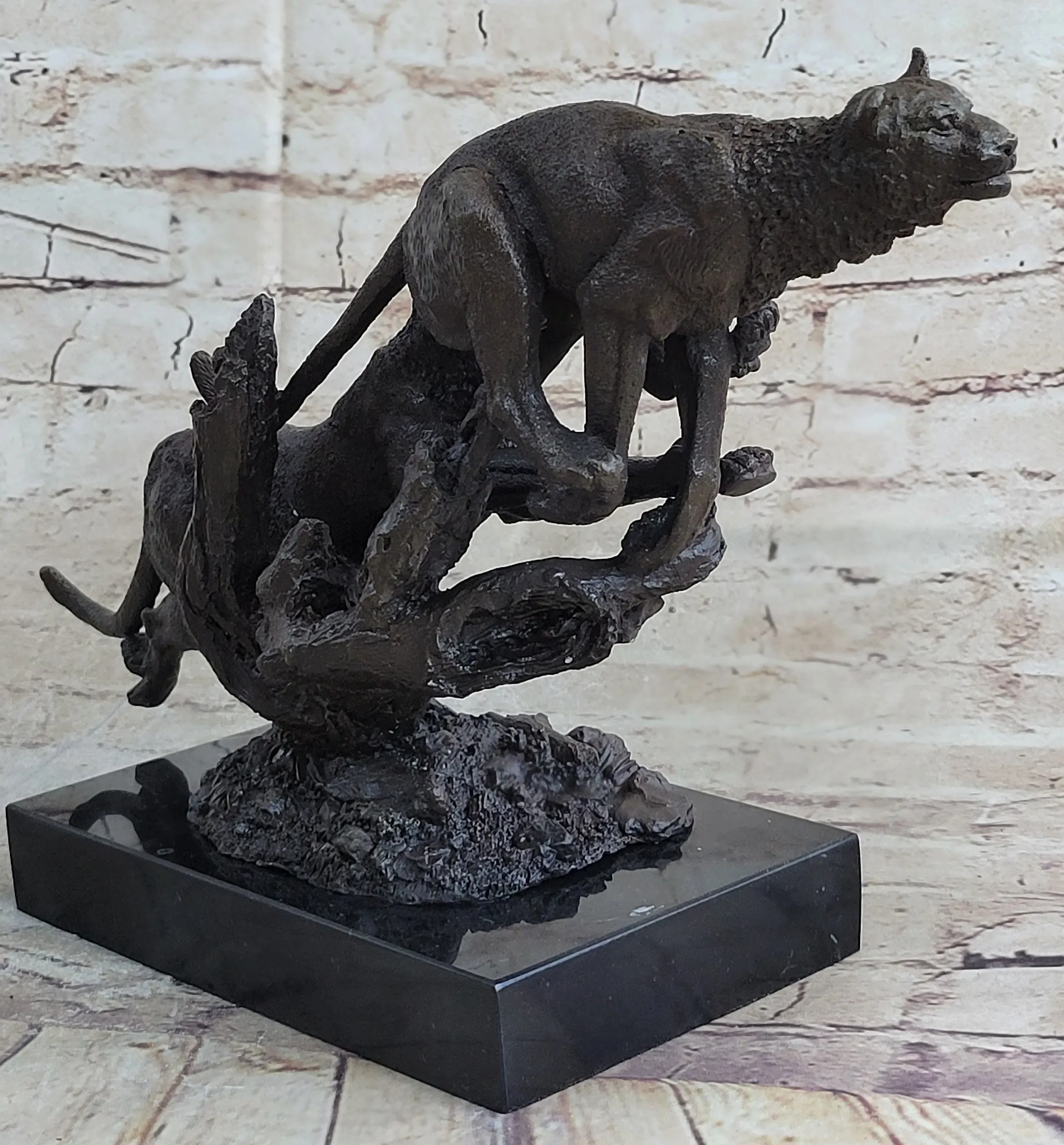 Henry Moore Cougar Jaguar Puma Wild Life Bronze Sculpture Statue Figurine Figure
